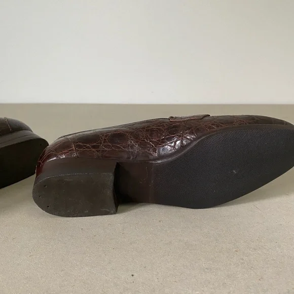 Sesto Meucci Brown Crocodile Loafers - Picture 5 of 5